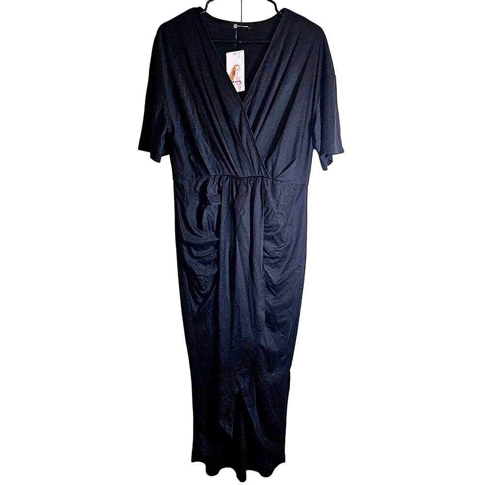 Prettygarden‎ New Black Vneck Dress Large Cocktail Formal Sexy Surplice